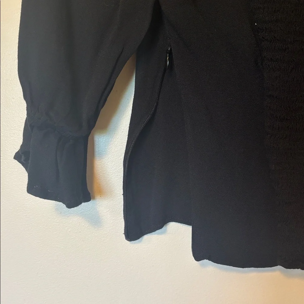 Reformation Ana Black Square Neck top with Puff Sleeves